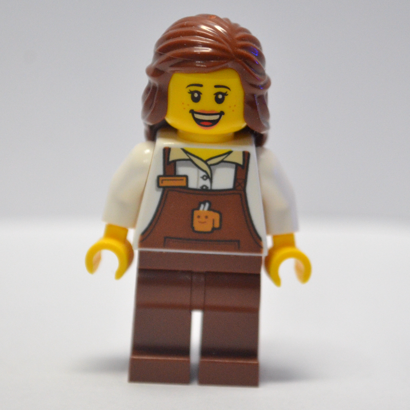 Barista, torse blanc, tablier brun rougeâtre (Barista, White Torso, Reddish Brown Apron)