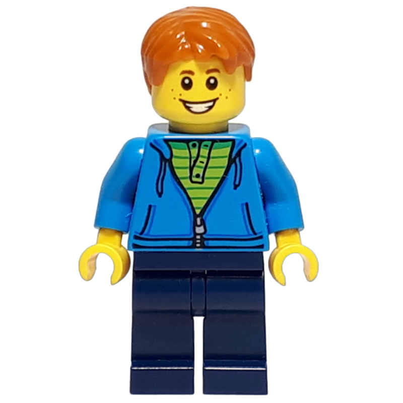 Torse azur foncé, jambes bleu foncé, cheveux orange foncé (Dark Azure Torso, Dark Blue Legs, Dark Orange Hair)