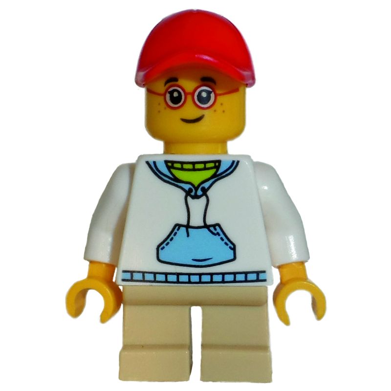 Kid - torse blanc, jambes beiges, casquette rouge (Kid - White Torso, Tan Legs, Red Cap)