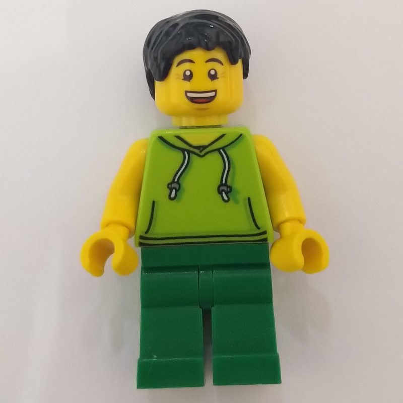 Torse à la vert citron, jambes vertes, cheveux noirs (Lime Torso, Green Legs, Black Hair)