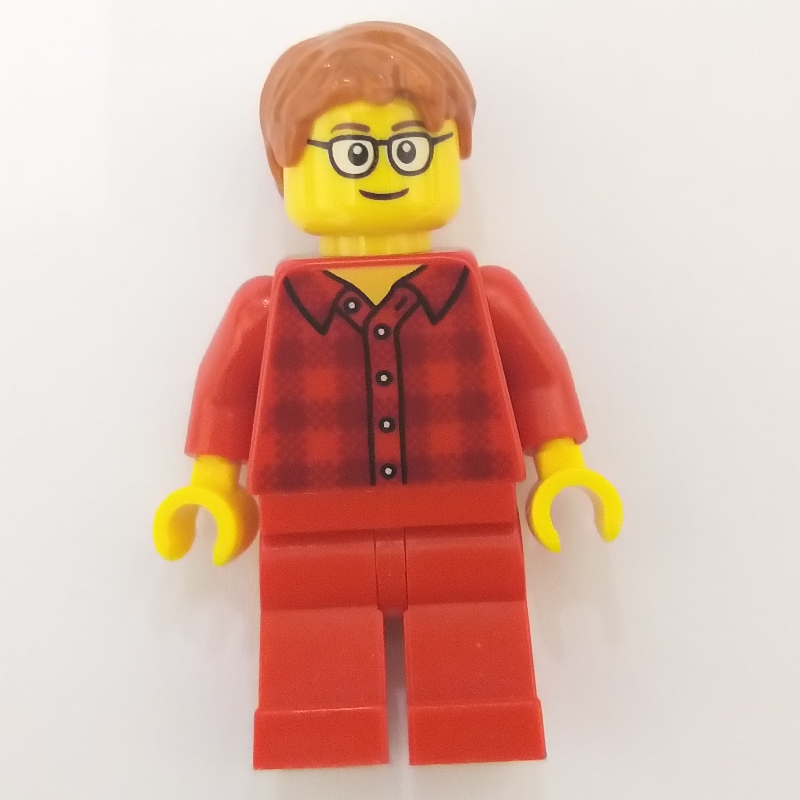 Torse de flanelle rouge, jambes rouges, cheveux orange foncé, lunettes (Red Flannel Torso, Red Legs, Dark Orange Hair, Glasses)