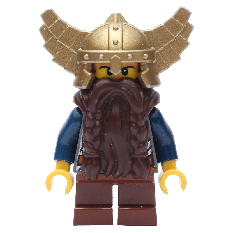 Nain, armure avec bandoulière, courtes jambes brun rougeâtre, barbe, casque ailé (Dwarf, Armor with Shoulder Strap, Short Reddish Brown Legs, Beard, Winged Helmet)