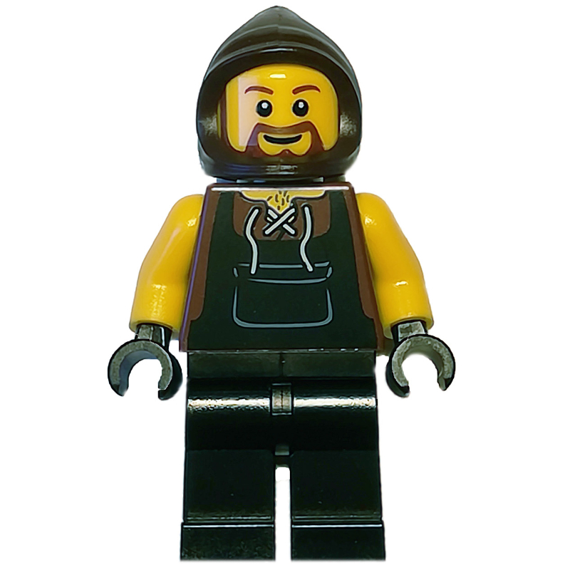 Forgeron, capuche brun foncé, barbe brune (Blacksmith, Dark Brown Hood, Brown Beard)
