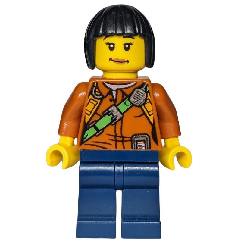 Explorateur, femme, chemise avec sangles et radio, cheveux noirs (Explorer, Woman, Shirt with Straps and Radio, Black Hair)