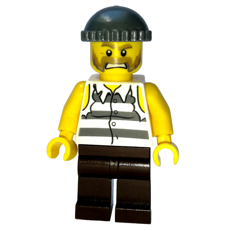 Bandit, déchiré chemise de prison, jambes brun foncé, chapeau gris bleuté foncé (Criminal, Torn Prison Shirt, Dark Brown Legs, Dark Bluish Gray Hat)