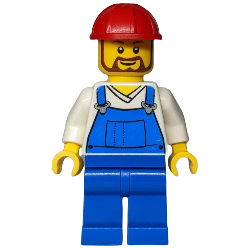 Torse blanc, salopette bleue, casque rouge (White Torso, Blue Overall, Red Helmet)