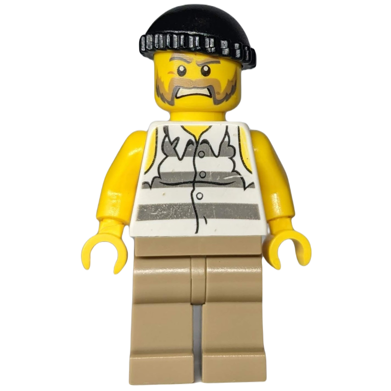 Bandit, chemise de prison déchirée, jambes beige foncé, chapeau noir, barbe (Criminal, Torn Prison Shirt, Dark Tan Legs, Black Hat, Beard)