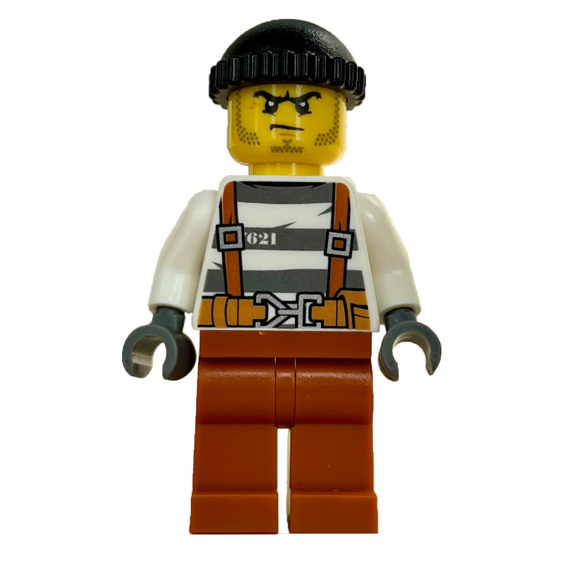 Barry baril criminel, chemise de prison avec bretelles et ceinture, chapeau noir (Criminal Barry Barrel, Prison Shirt with Suspenders and Belt, Black Hat)