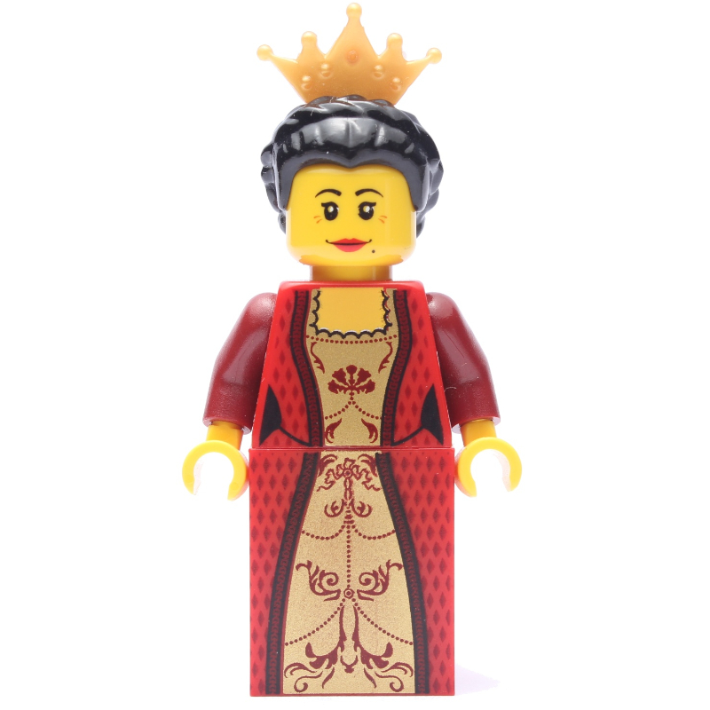 Reine - torse rouge, pente rouge pour les jambes, cheveux noirs (Queen - Red Torso, Red Slope for Legs, Black Hair)