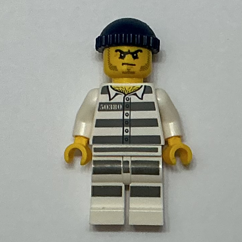 Bandit, chemise de prison avec # 50380, chapeau bleu foncé (Criminal, Prison Shirt with #50380, Dark Blue Hat)