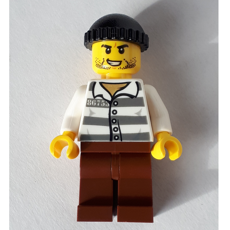 Bandit, chemise de prison avec #86753, jambes brun rougeâtre, chapeau noir (Criminal, Prison Shirt with #86753, Reddish Brown Legs, Black Hat)