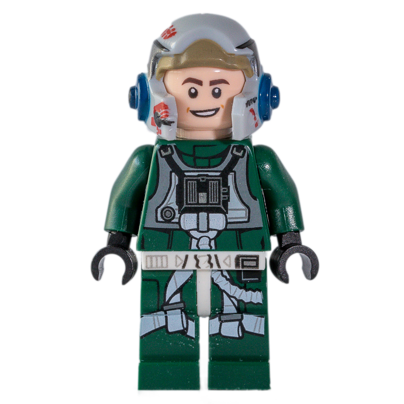 Pilote rebelle A-wing, uniforme vert foncé, bande de casque noir (Rebel Pilot A-wing, Dark Green Uniform, Black Helmet Stripe)
