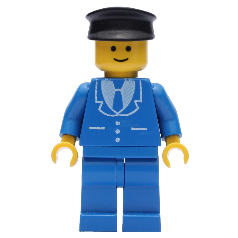 Homme, costume bleu avec cravate et trois boutons, chapeau noir (Man, Blue Suit with Tie and Three Buttons, Black Hat)