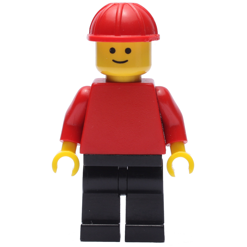 Homme, torse rouge, jambes noires, casque de chantier rouge (3626b tête) (Man, Red Torso, Black Legs, Red Hard Hat (3626b Head))