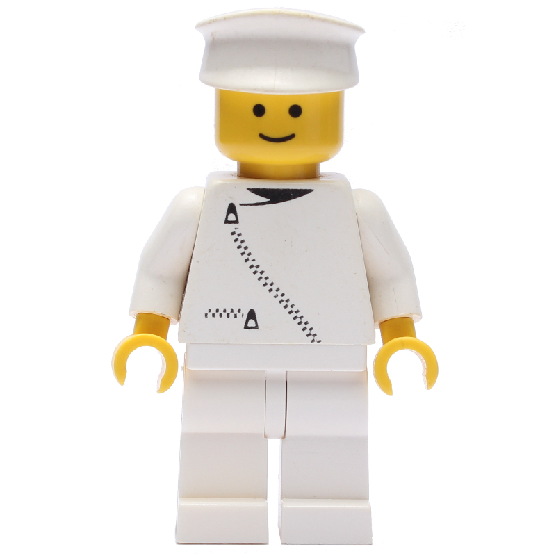 Homme, veste blanche avec fermeture éclair, jambes blanches, chapeau blanc (Man, White Jacket with Zipper, White Legs, White Hat)