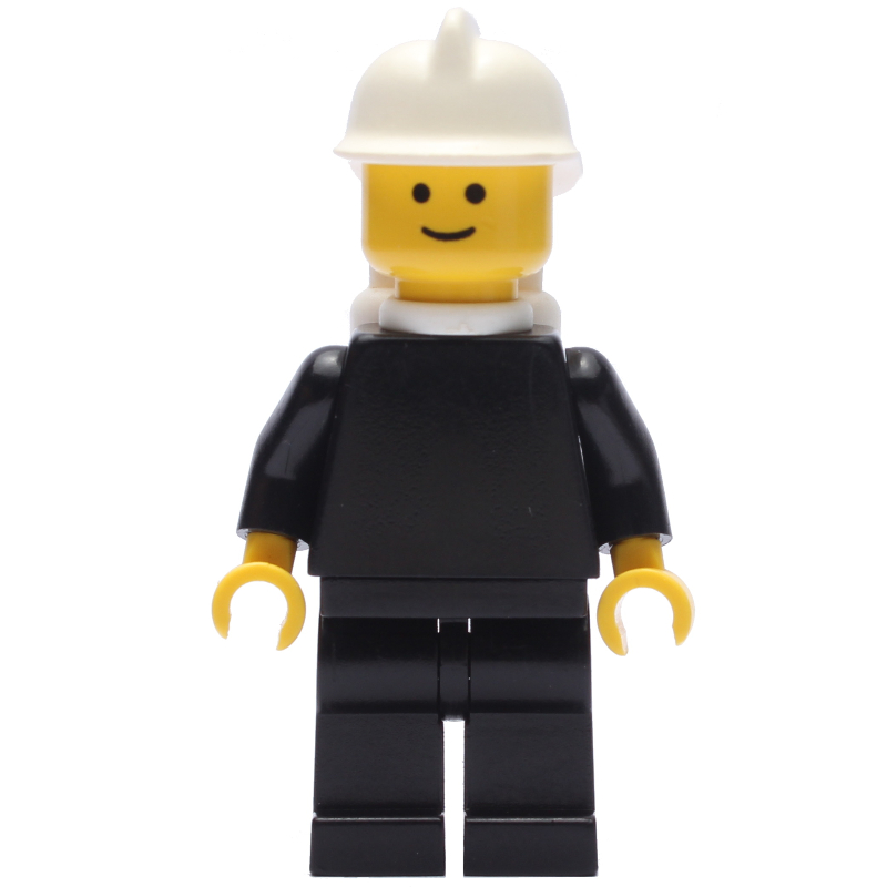 Pompier, noir uni, casque blanc, bouteilles d’air (Fireman, Plain Black, White Helmet, Airtanks)