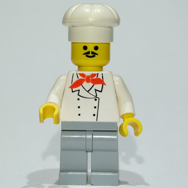 Chef, foulard rouge, jambes gris bleuté clair, moustache (Chef, Red Neckerchief, Light Bluish Gray Legs, Moustache)