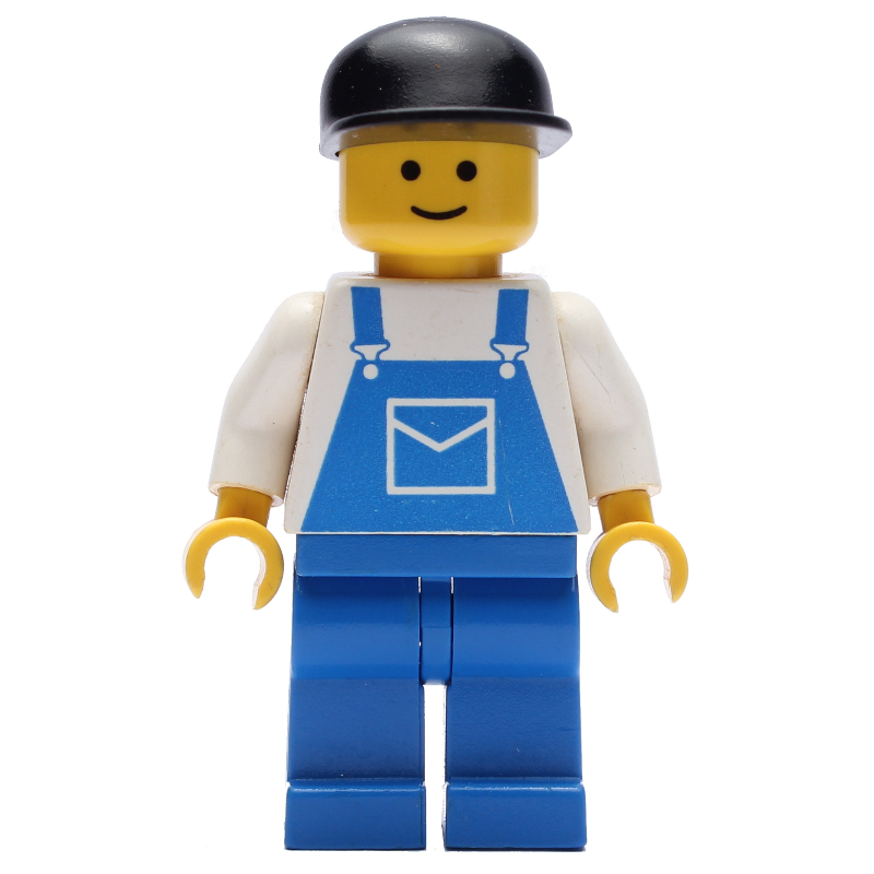 Homme, salopette bleue, casquette noire (Man, Blue Overalls, Black Cap)