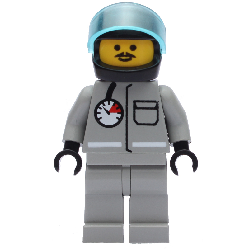 Pompier, chemise avec calibre et poche, jambes gris clair, casque noir avec visière (Fireman, Shirt with Gauge and Pocket, Light Gray Legs, Black Helmet with Visor)