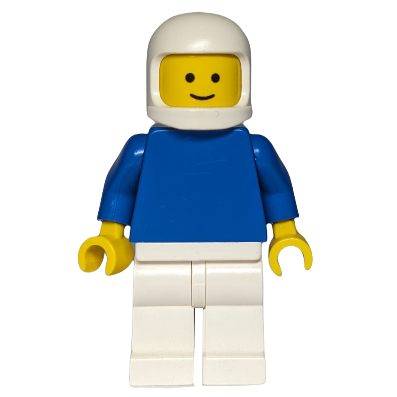 Homme, torse bleu, jambes blanches, casque blanc (Man, Blue Torso, White Legs, White Helmet)