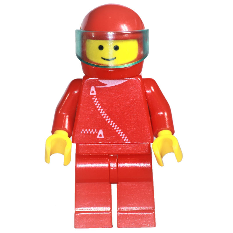 Homme, veste rouge avec fermeture à glissière, casque rouge avec visière (3626b tête) (Man, Red Jacket with Zipper, Red Helmet with Visor (3626b Head))