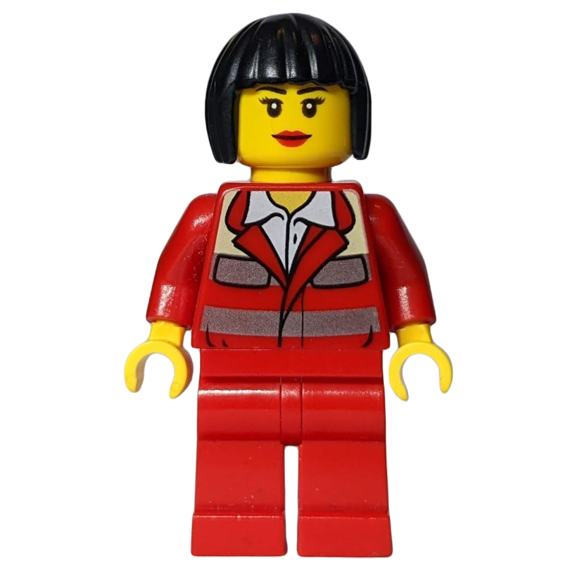 Paramédic, femme, uniforme rouge, cheveux noirs (Paramedic, Woman, Red Uniform, Black Hair)