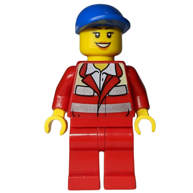 Secouriste, femme, uniforme rouge, casquette bleue (Paramedic, Woman, Red Uniform, Blue Cap)