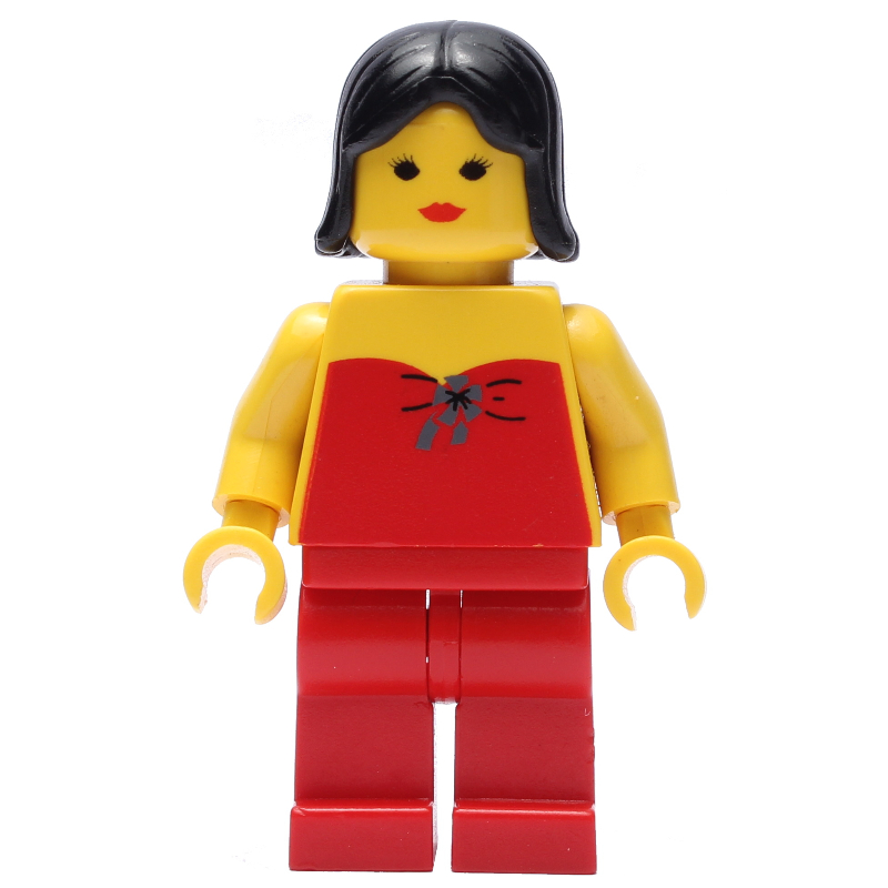 Femme, licol rouge, jambes rouges, cheveux noirs (Woman, Red Halter Top, Red Legs, Black Hair)