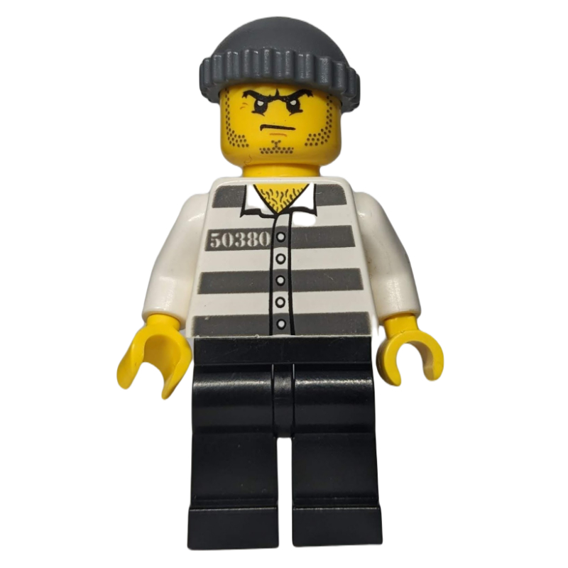 Bandit, chemise de prison avec #50380, jambes noires, chapeau gris bleuté foncé (Criminal, Prison Shirt with #50380, Black Legs, Dark Bluish Gray Hat)