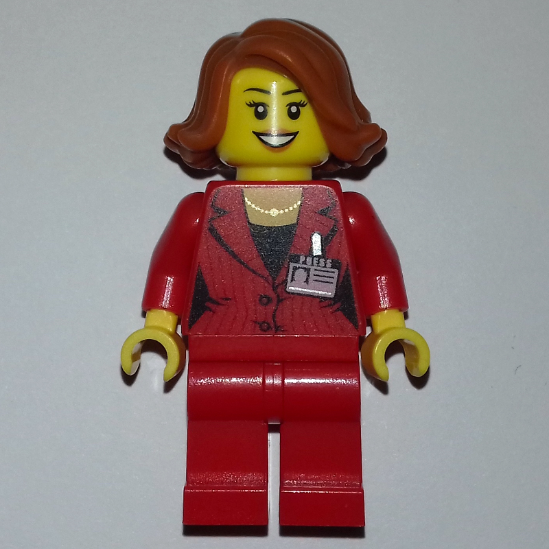 Femme, tenue rouge, cheveux orange foncé (Woman, Red Suit, Dark Orange Hair)