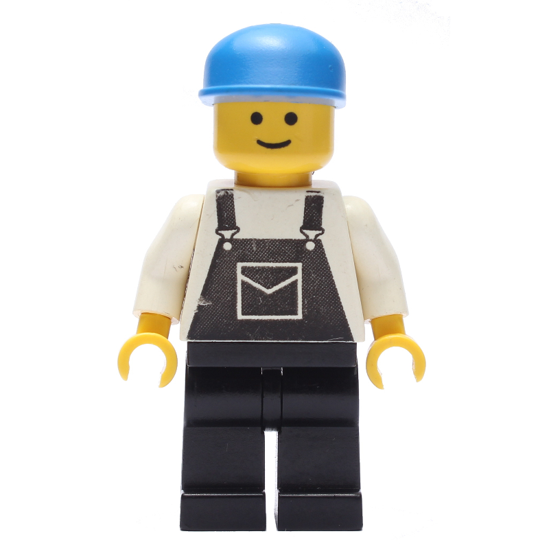 Homme, salopette noire, casquette bleue (Man, Black Overalls, Blue Cap)