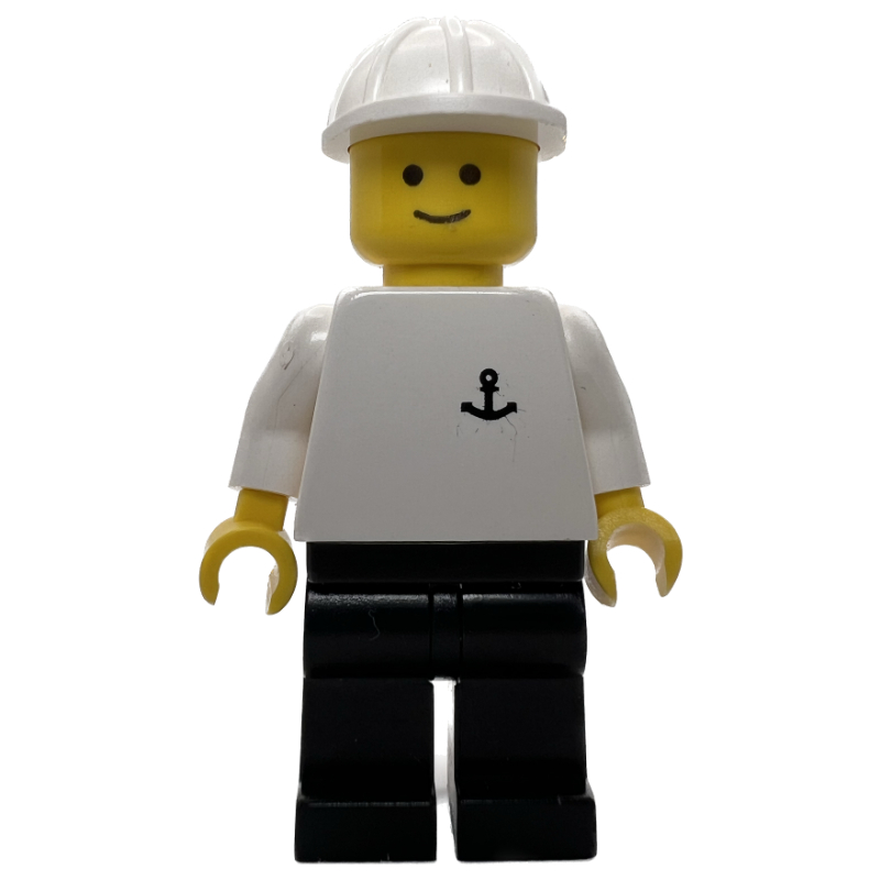 Torse blanc avec ancre, jambes noires, chapeau blanc (White Torso with Anchor, Black Legs, White Hat)