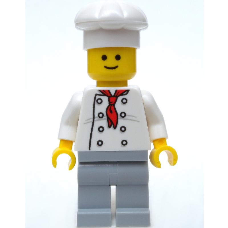 Cuisinier, foulard rouge, jambes gris bleuté clair (Chef, Red Neckerchief, Light Bluish Gray Legs)