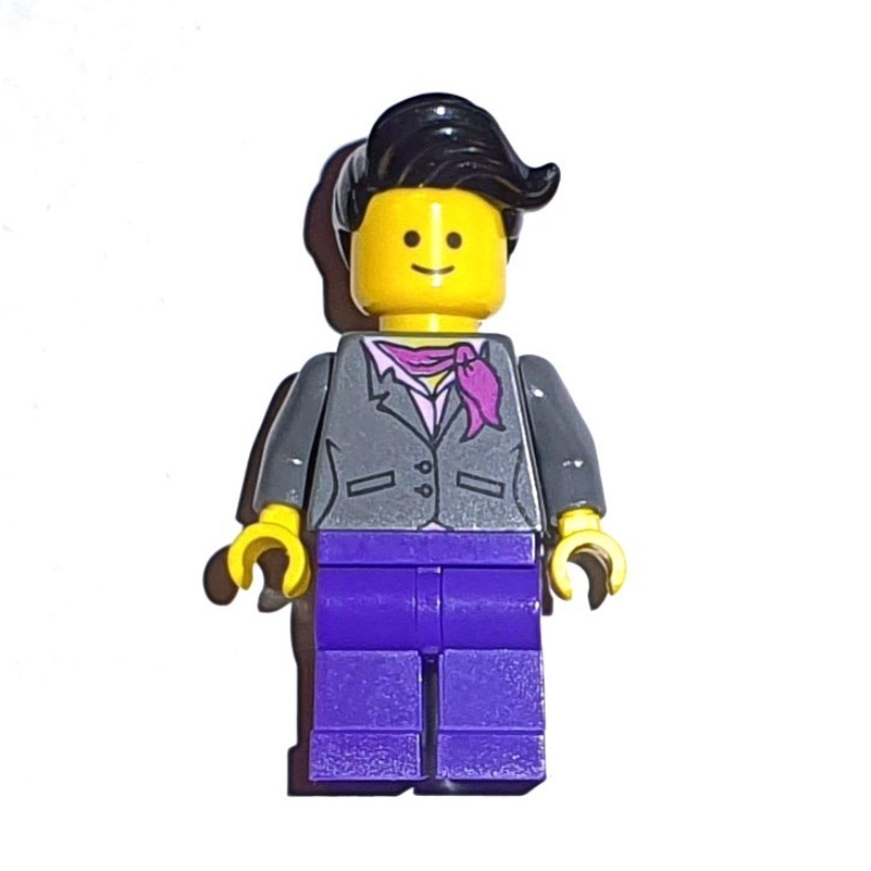 Torse gris bleuté foncé, veste, jambes pourpre foncé, cheveux noirs (Dark Bluish grey Torso, Jacket, Dark Purple Legs, Black Hair)