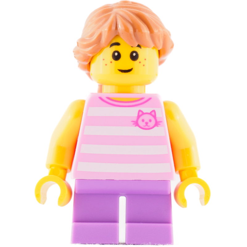 Enfant, torse rose vif, jambes lavande moyen, cheveux nougat moyen (Kid, Bright Pink Torso, Medium Lavender Legs, Medium Nougat Hair)