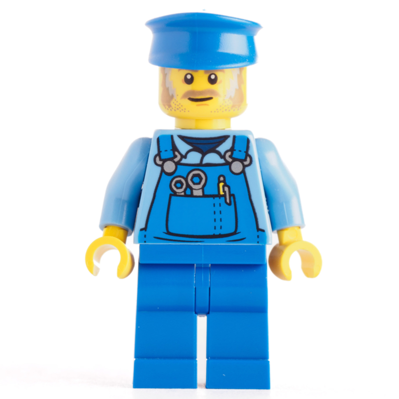 Mécanicien, torse bleu moyen, salopette bleue, chapeau bleu (Mechanic, Medium Blue Torso, Blue Overall, Blue Hat)