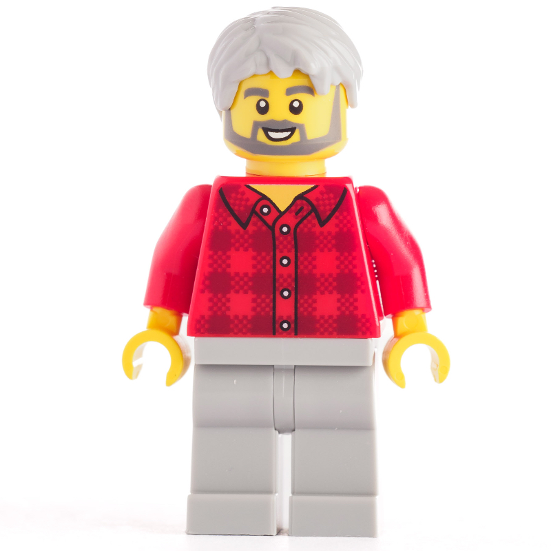 Plaid torse rouge, jambes gris bleuté clair, cheveux (Red Torso Plaid, Light Bluish Grey Legs, Hair)