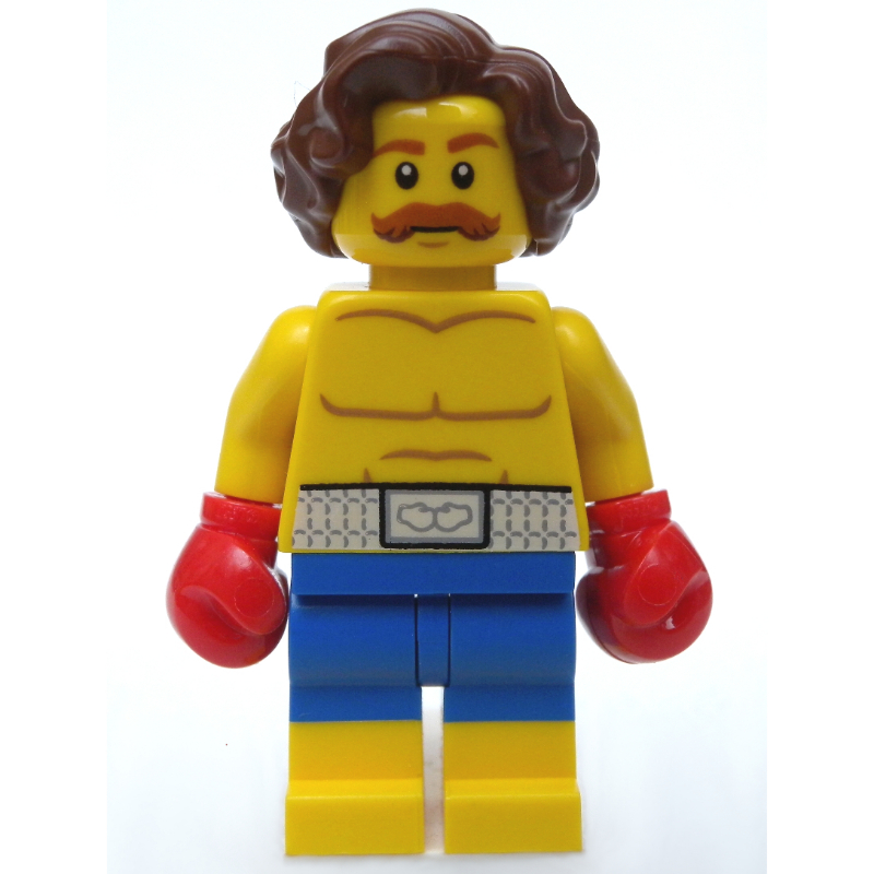 Boxer, court bleu, gants rouges (Boxer, Blue Shorts, Red Gloves)