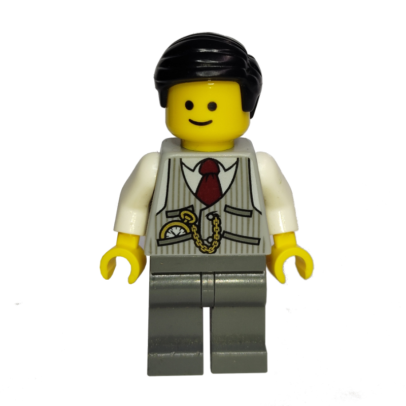 Veste torse gris bleuté clair, jambes gris bleuté foncé, cheveux noirs (Light Bluish Grey Torso Jacket, Dark BLuish Grey Legs, Black Hair)