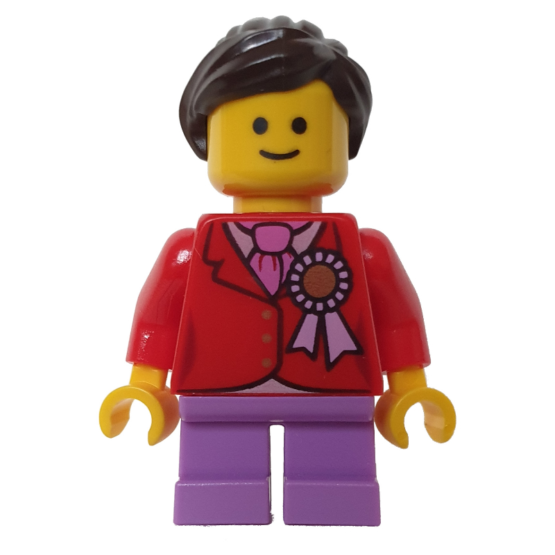 Enfant, torse rouge, jambes de lavande moyenne, cheveux brun foncé (Kid, Red Torso, Medium Lavender Legs, Dark Brown Hair)