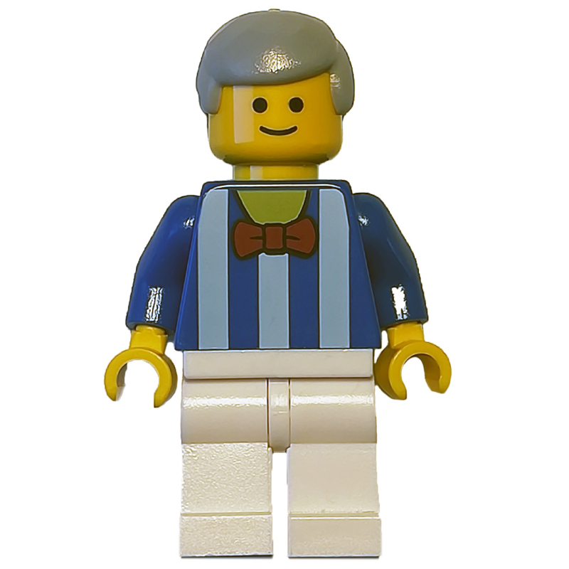 Homme, torse bleu, jambes blanches, cheveux gris bleuté clair (Man, Blue Torso, White Legs, Light Bluish Grey Hair)