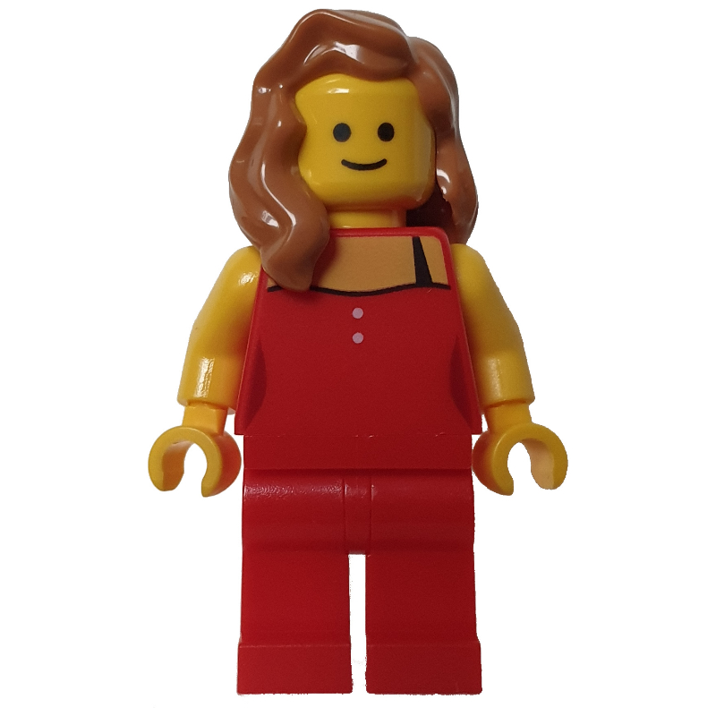 Torse rouge, jambes rouges, cheveux nougat moyen (Red Torso, Red Legs, Medium Nougat Hair)