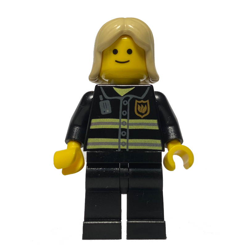 Pompier, torse noir, jambes noires, cheveux beiges (Fire Fighter, Black Torso, Black Legs, Tan Hair)