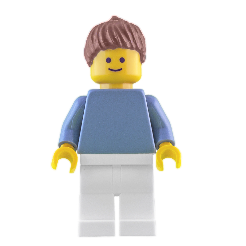Torse bleu sable, jambes blanches, cheveux brun rougeâtre (Sand Blue Torso, White Legs, Reddish Brown Hair)