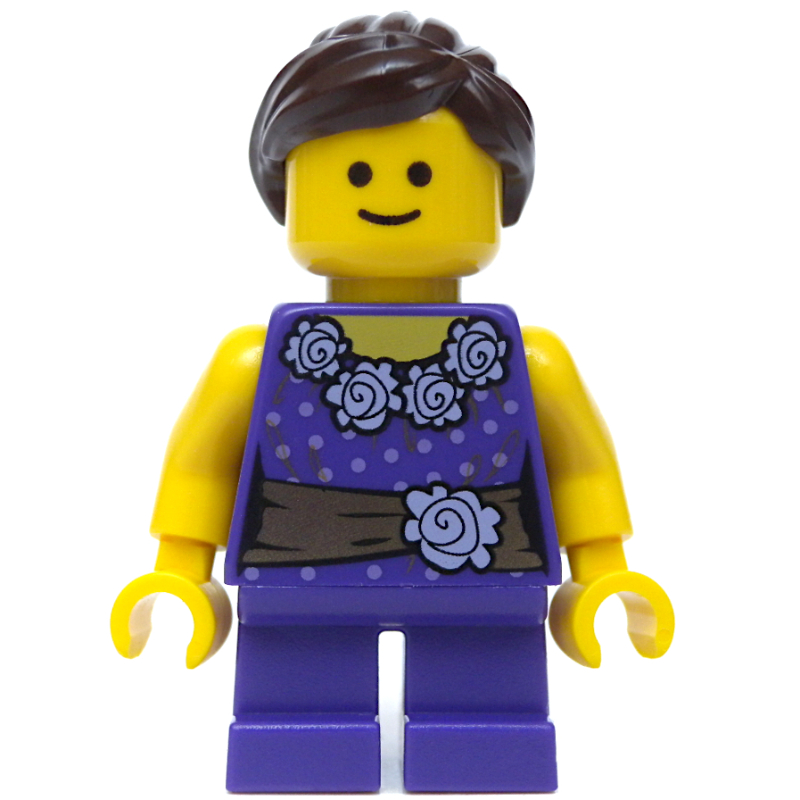Enfant, torse pourpre foncé, jambes pourpre foncé, cheveux brun foncé (Kid, Dark Purple Torso, Dark Purple Legs, Dark Brown Hair)