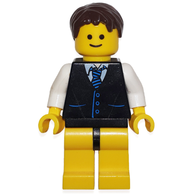 Veste torse noir, jambes jaunes, cheveux noirs (Black Torso Jacket, Yellow Legs, Black Hair)