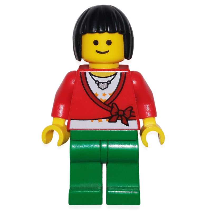 Torse rouge, jambes vertes, cheveux noirs (Red Torso, Green Legs, Black Hair)