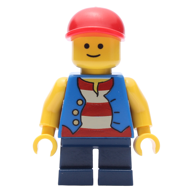 Enfant, torse bleu, jambes bleu foncé, casquette rouge (Kid, Blue Torso, Dark Blue Legs, Red Cap)