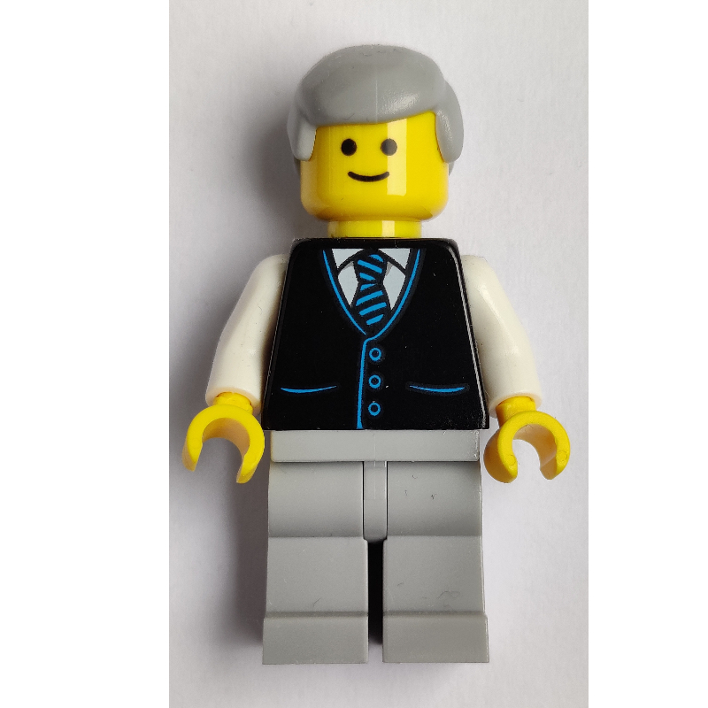 Veste torse noir, jambes gris bleuté clair, cheveux gris bleuté clair (Black Torso Jacket, Light Bluish grey Legs, Light Bluish Grey Hair)
