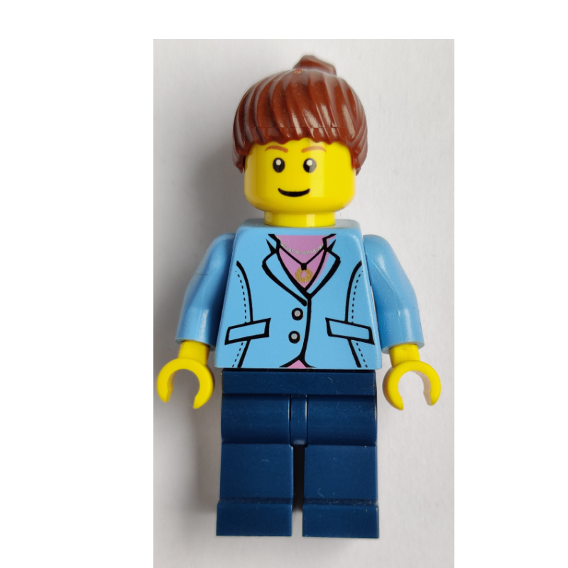 Torse bleu moyen, jambes bleu foncé, cheveux brun rougeâtre (Medium Blue Torso, Dark Blue Legs, Reddish Brown Hair)
